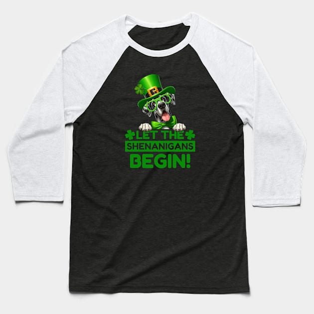 Let the Shenanigans Begin Great Dane Baseball T-Shirt by Tee Li’s